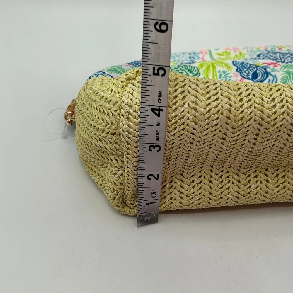 Colorful Tropical Mermaid Shell Cosmetic Bag‎ Woven Bottom Zip Pouch Travel NWOT